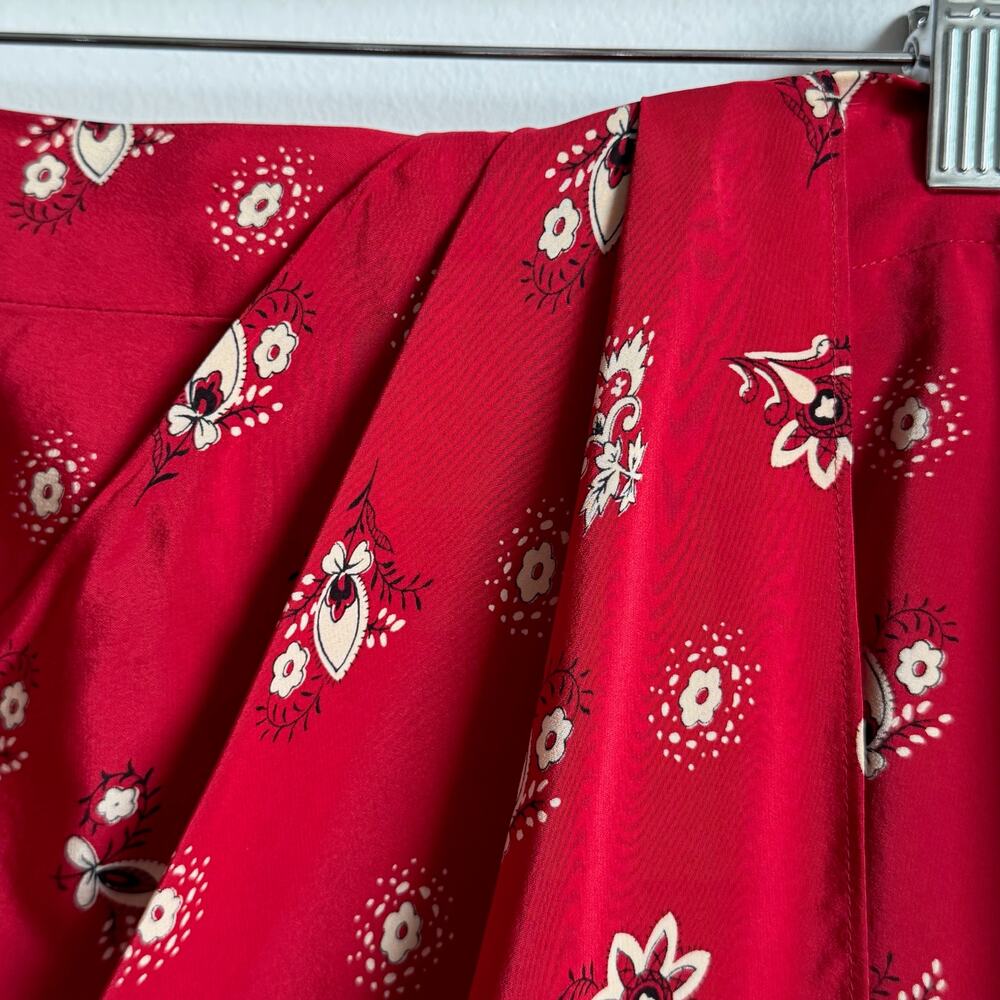Vintage HENRI BENDEL New York Red Silk Wrap Skirt - Picture 4 of 7